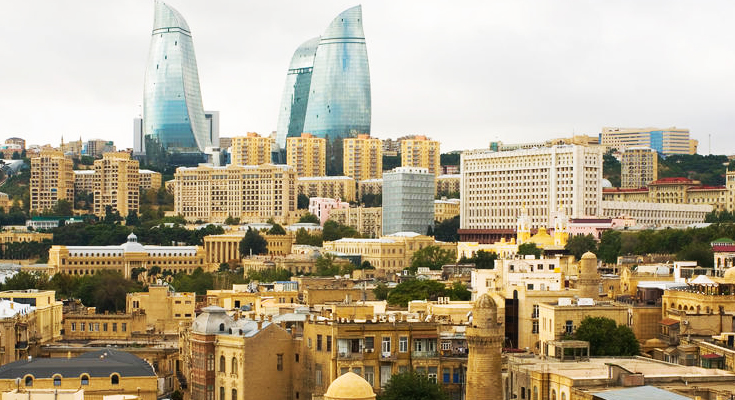 Walking in the streets of the old city of Baku