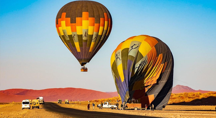 Hot air balloon flight over Namibia's desert  SPECTACULAR travel  experience (4K) 